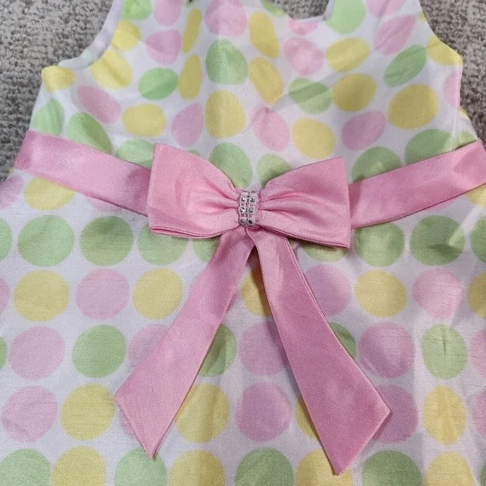 Youngland girl's special occasion pastel polk-a-dot tank dress size 5